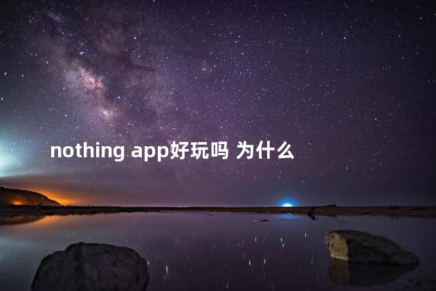 nothing app好玩吗 为什么nothing软件进不去